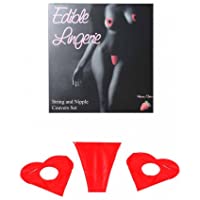 Secret Play S324- Tanga y Cubre Pezones Comestible de Fresa- Rojo